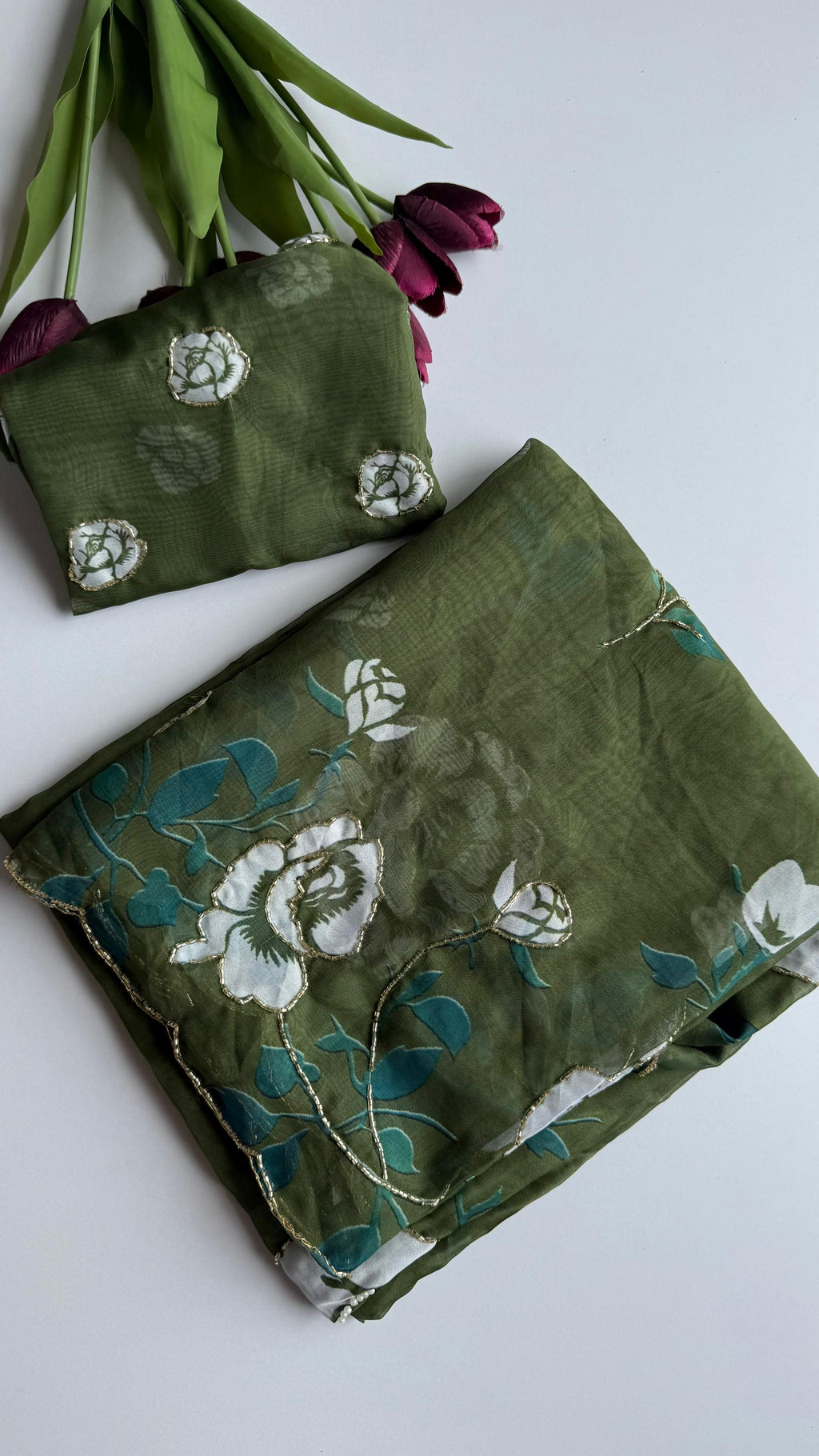 Tabby saree with complete hand work