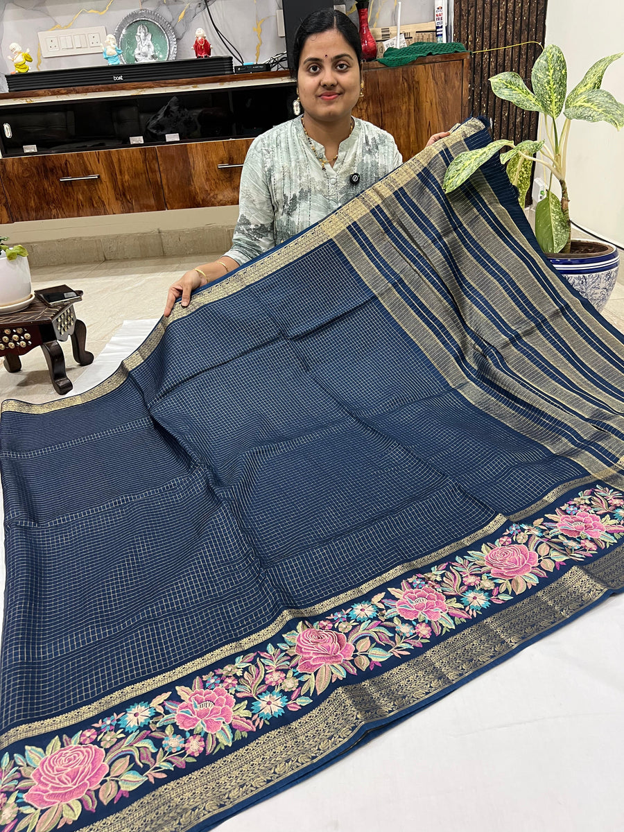 Pure viscose Mangalagiri checks saree