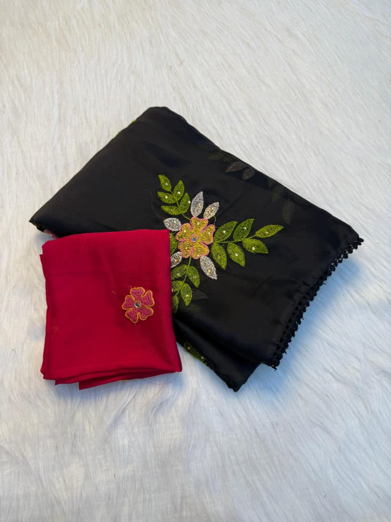 Soft silk with embroider work saree