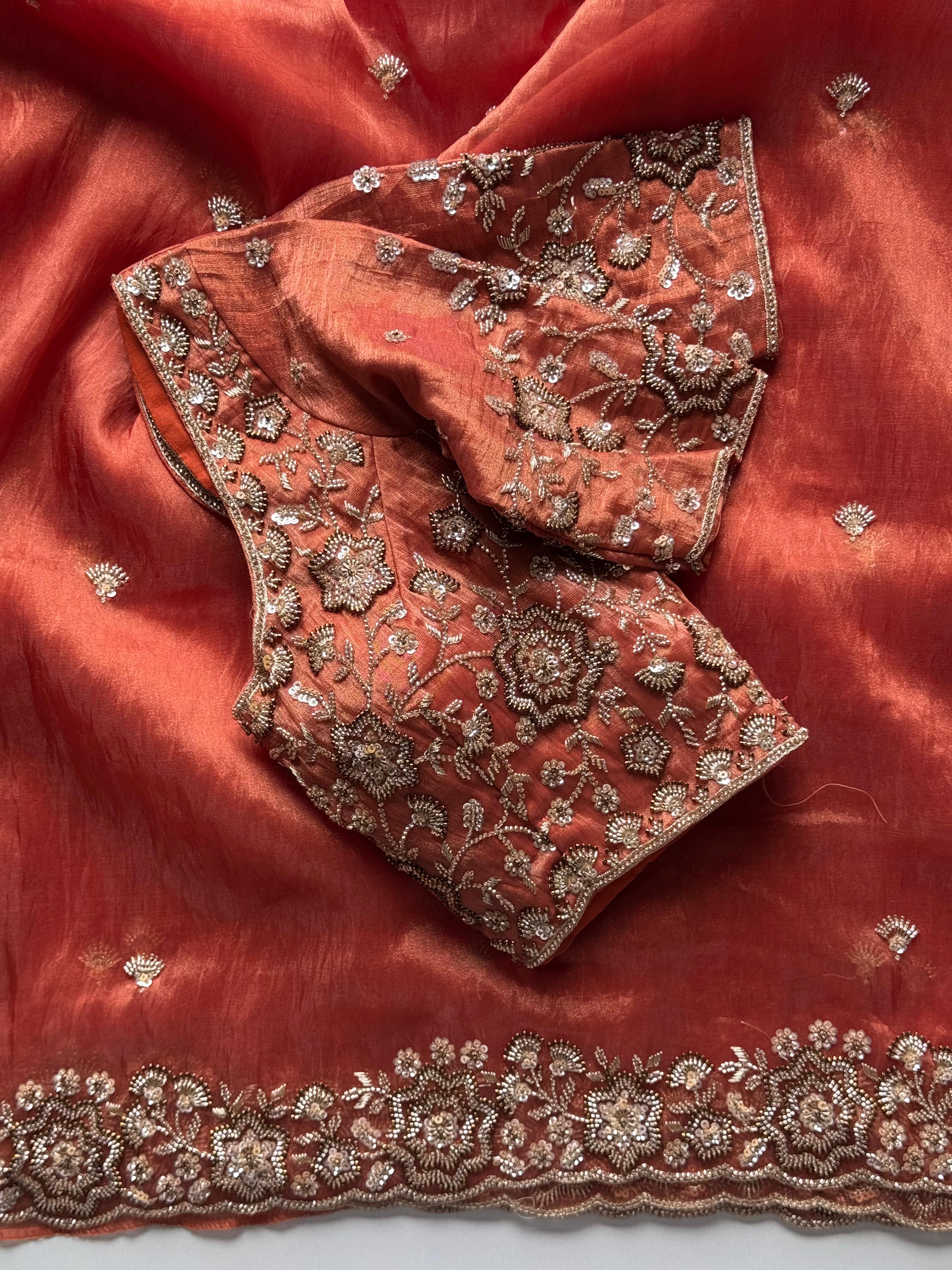 Rutic Orange saree
