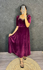 Velvet Designer Hand work Gown