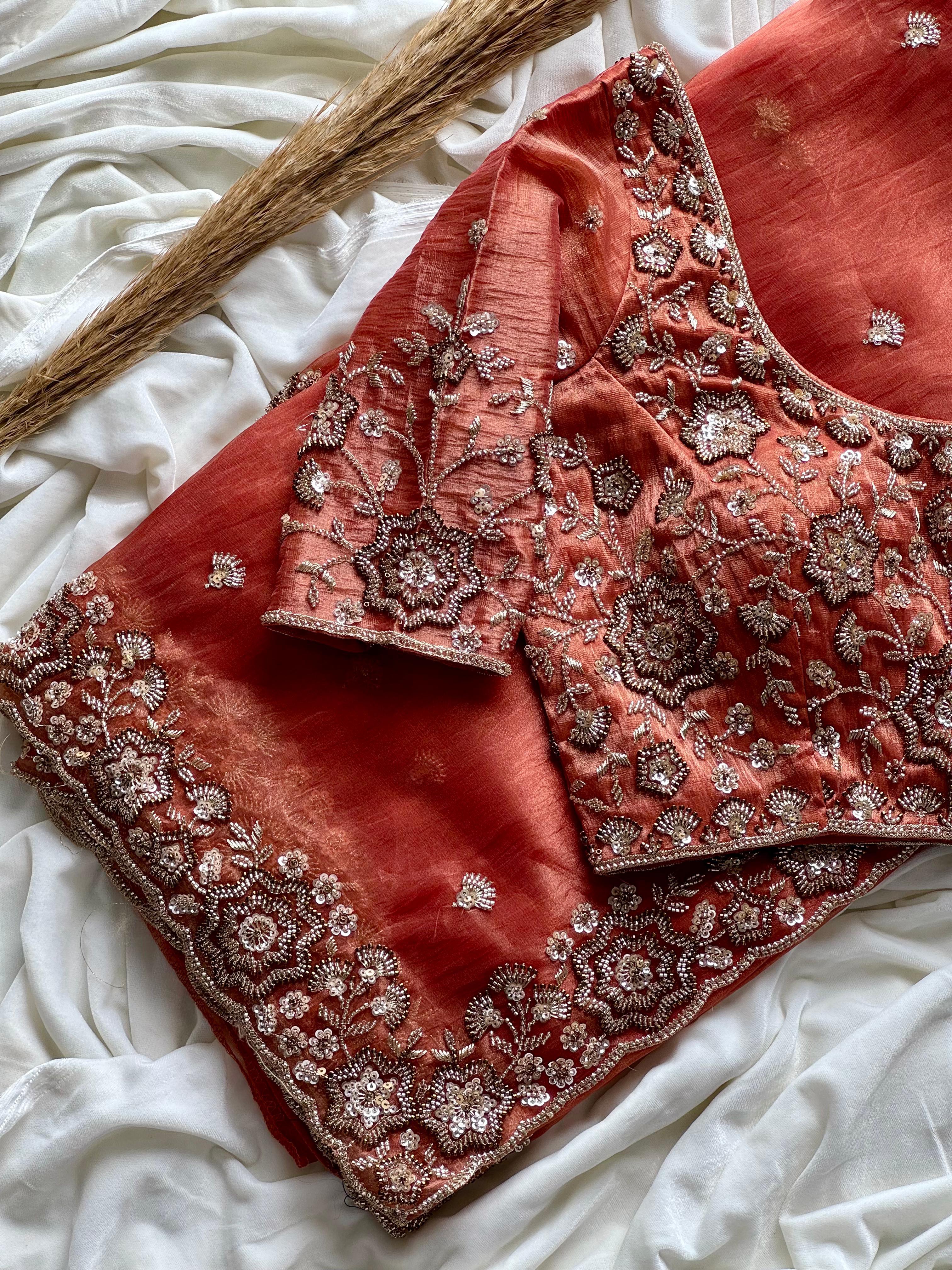 Rutic Orange saree