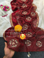 Designer pure chex pattern stain sacatt Saree