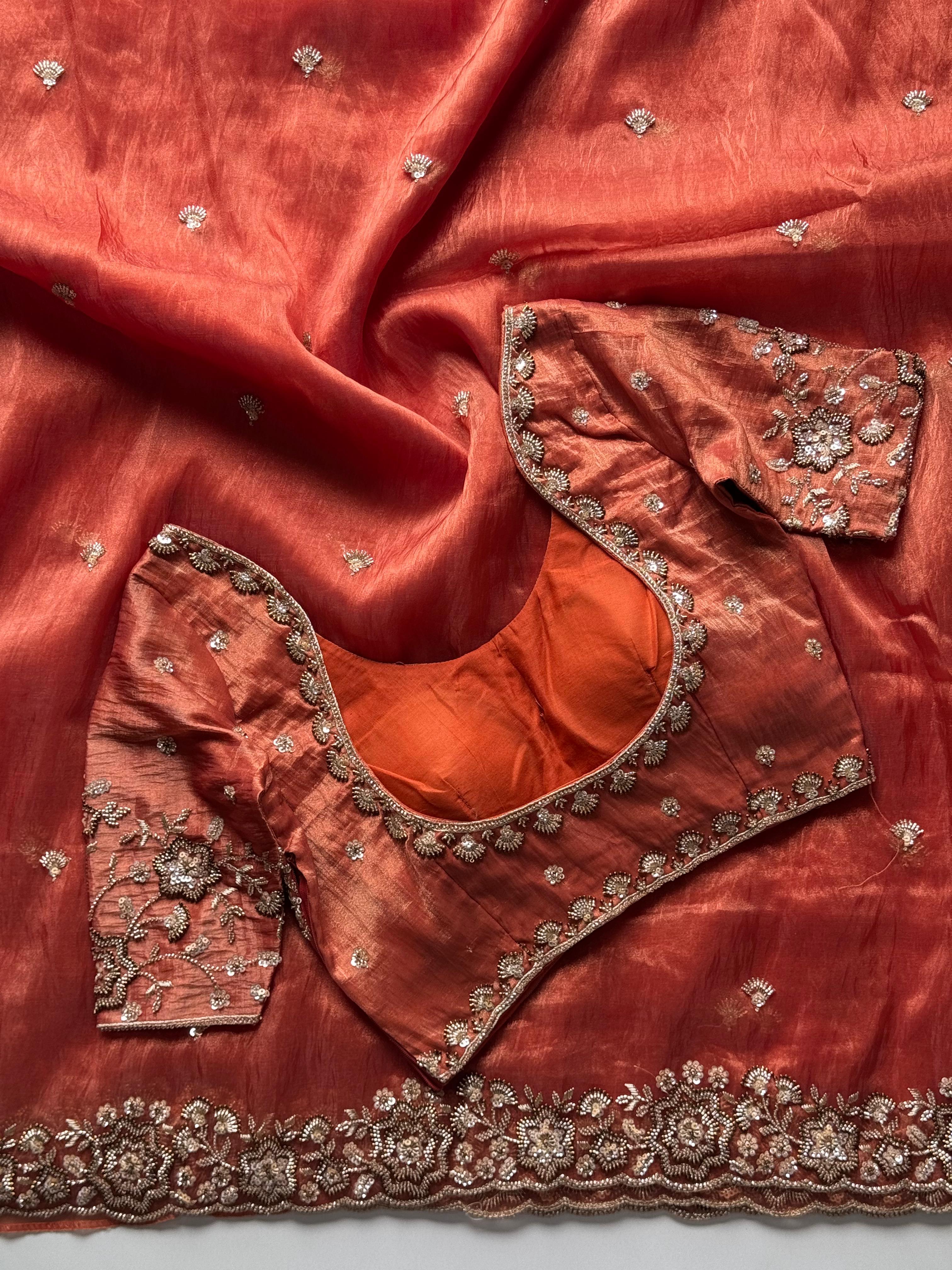Rutic Orange saree