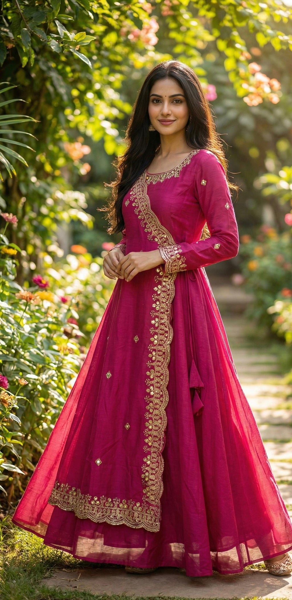 Vichitra Silk long frock