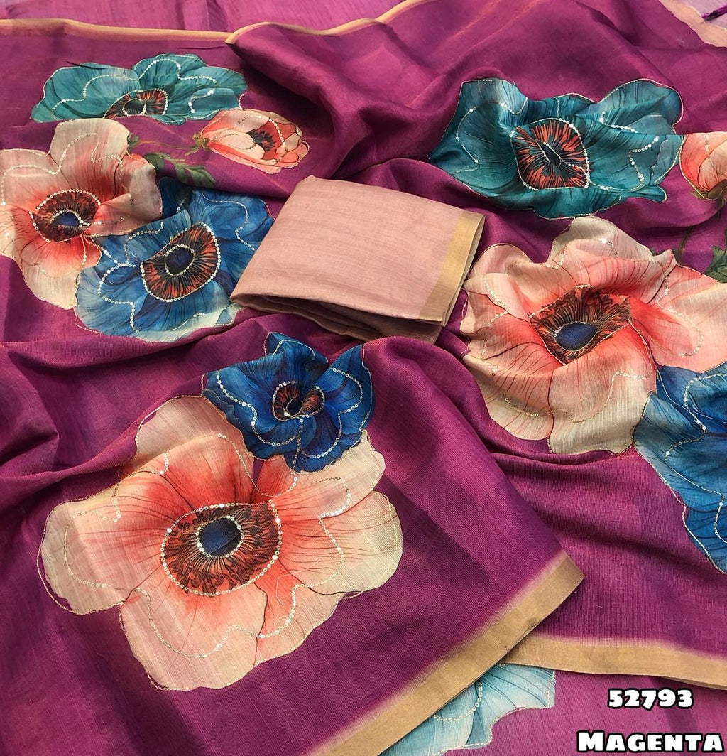 Erode tissue silk floral digital print saree