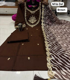 WORK KURTI PANT WITH HEAVY LEHRIYA PARTY WEAR DUPPATA SET