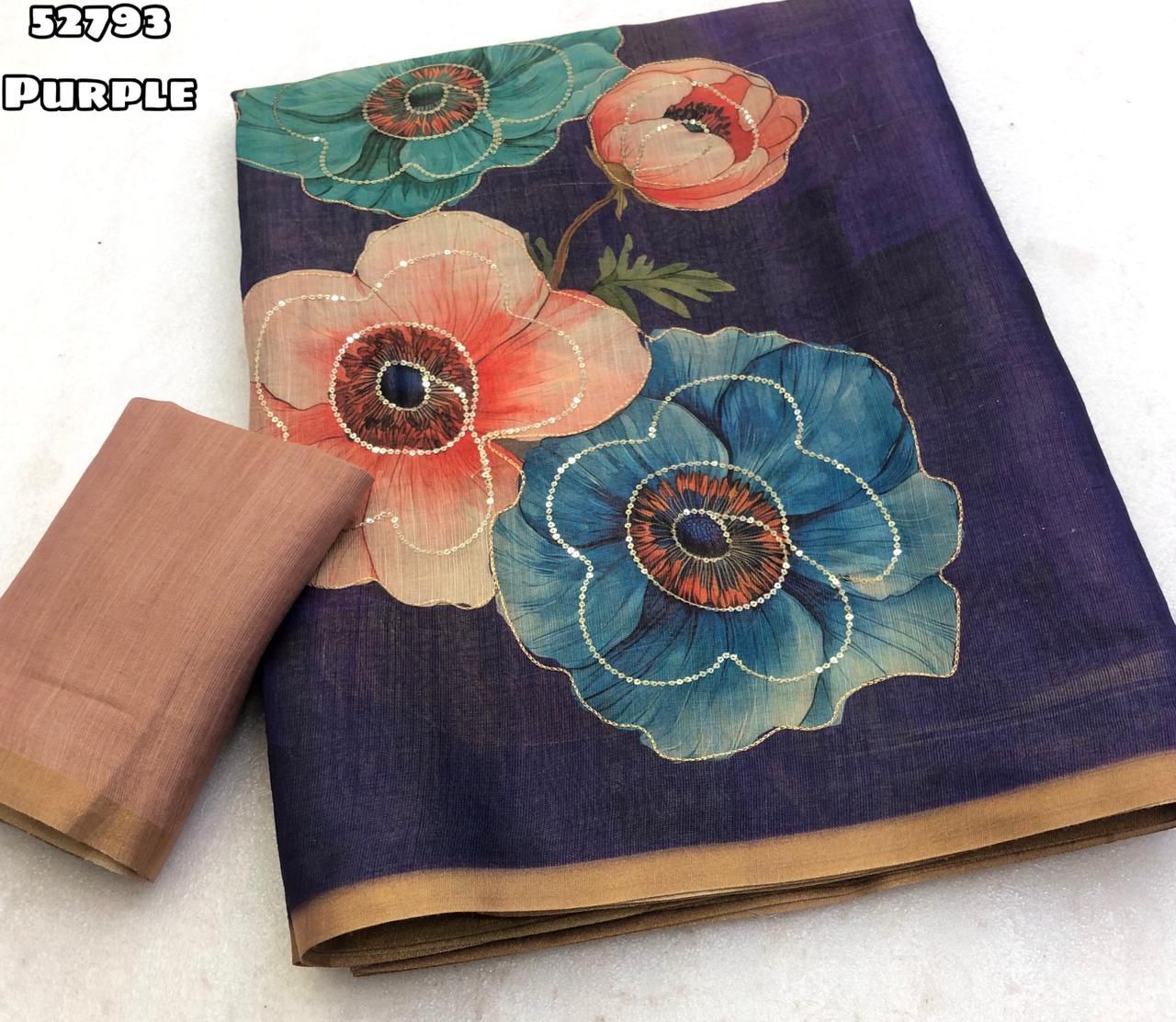 Erode tissue silk floral digital print saree