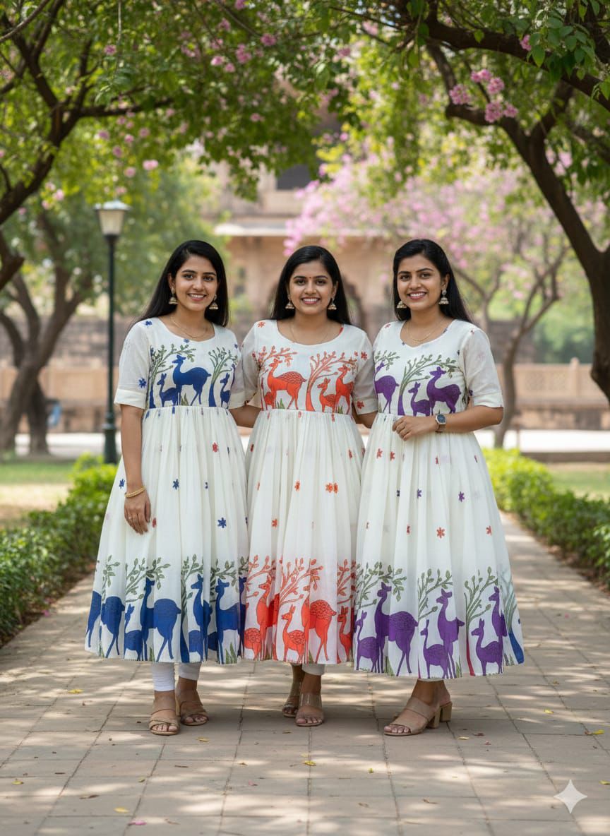 Chanderi Floral Midi Gown