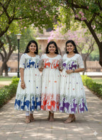 Chanderi Floral Midi Gown