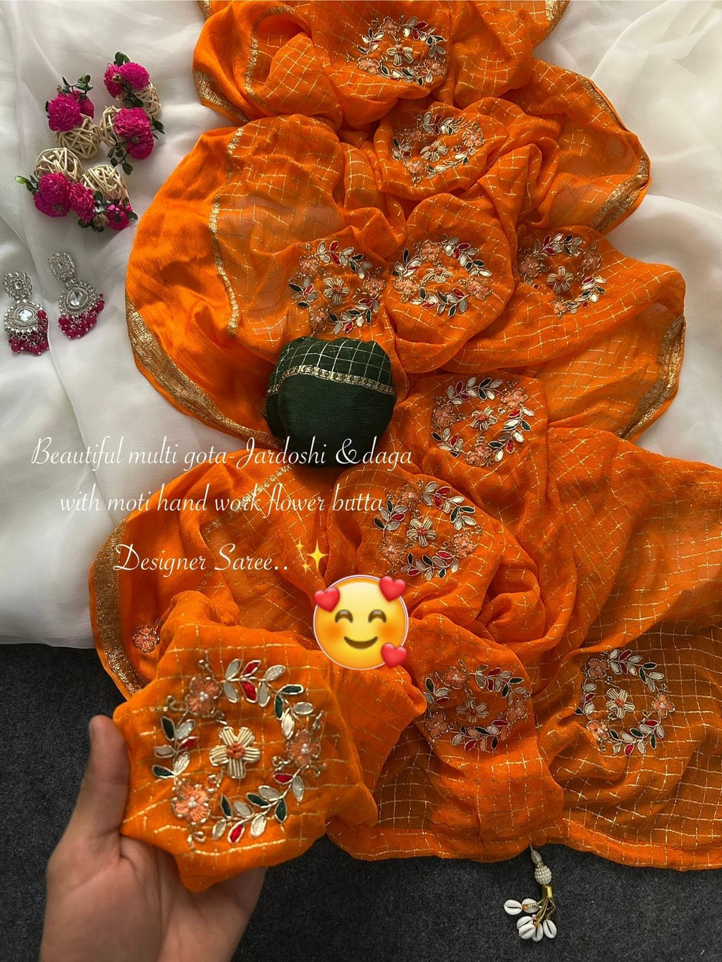 Designer pure chex pattern stain sacatt Saree