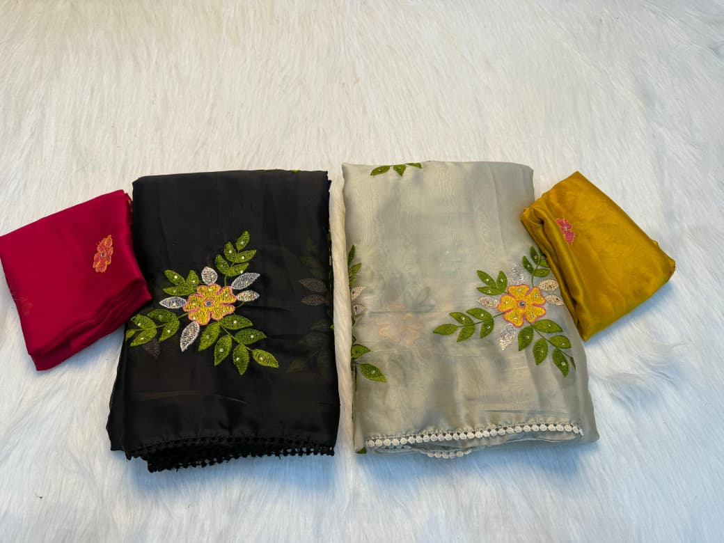 Soft silk with embroider work saree