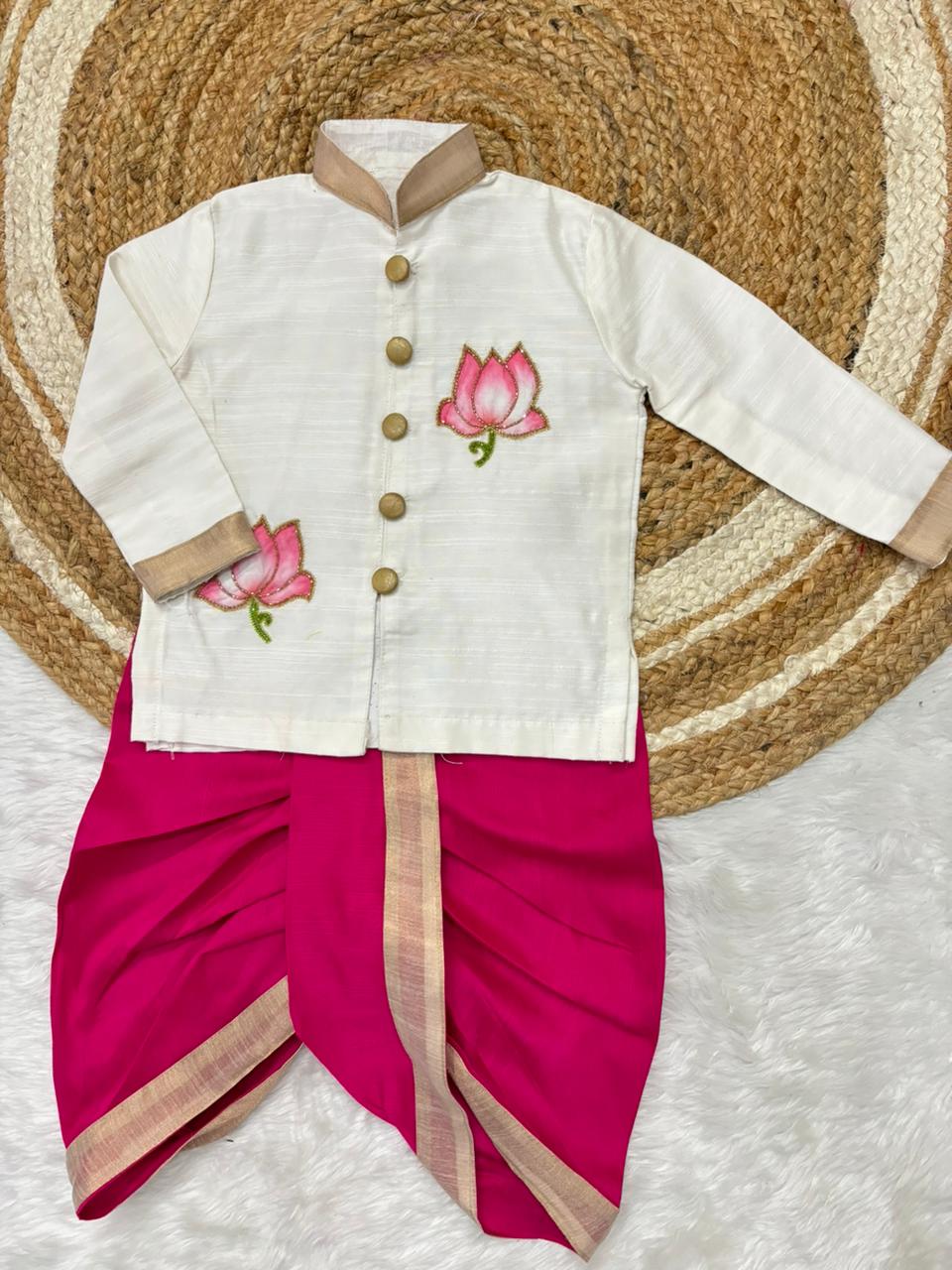 Lotus kurta with dhoti
