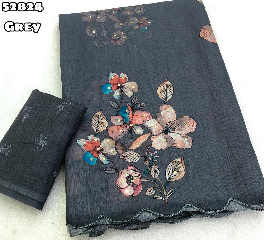 Floral digital print saree
