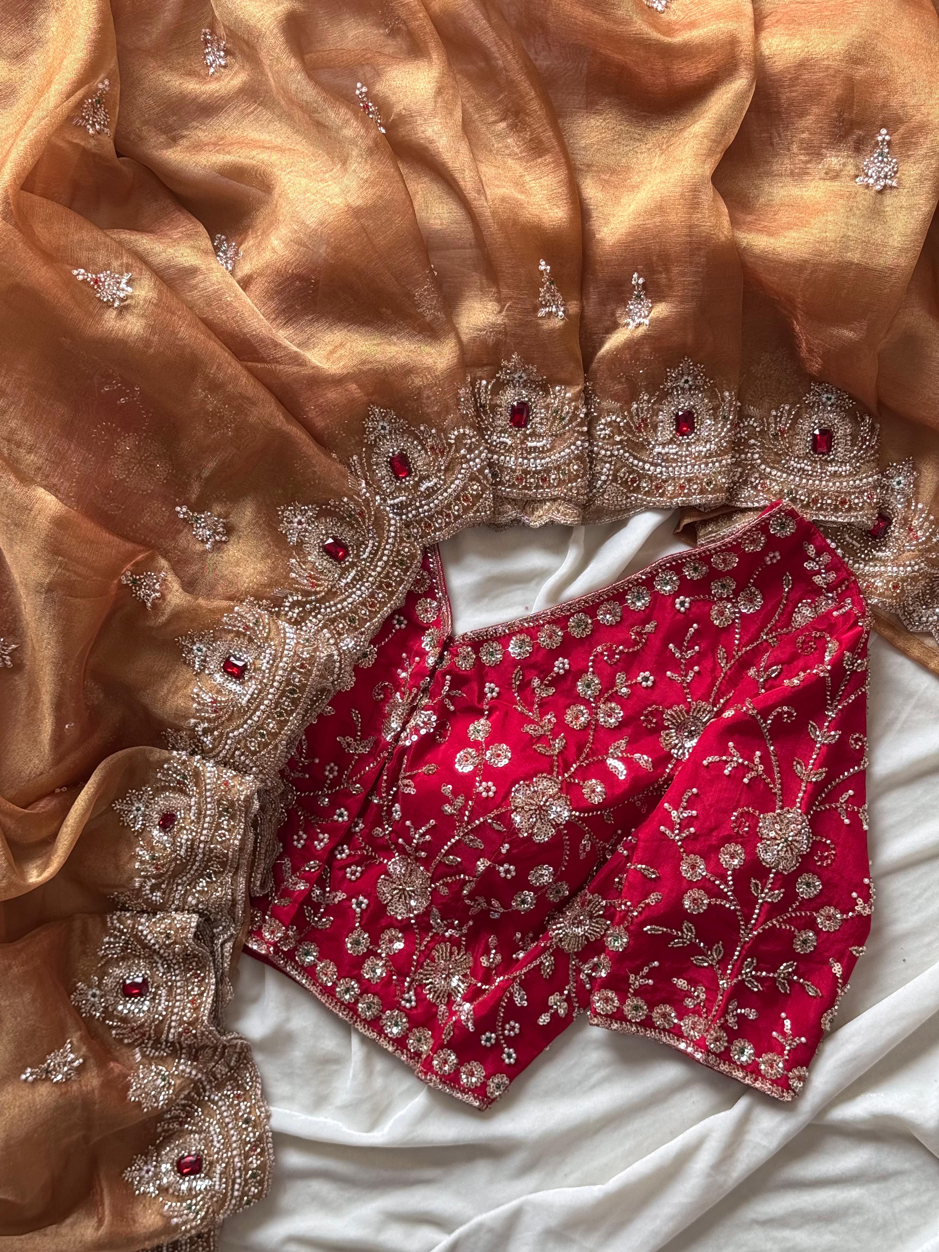 Cocktail handwork saree