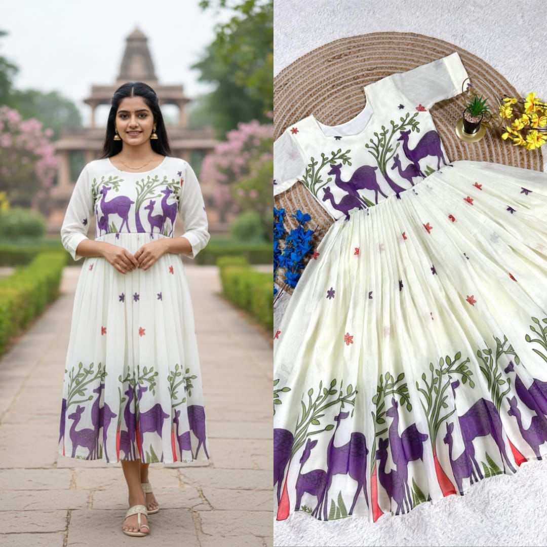 Chanderi Floral Midi Gown