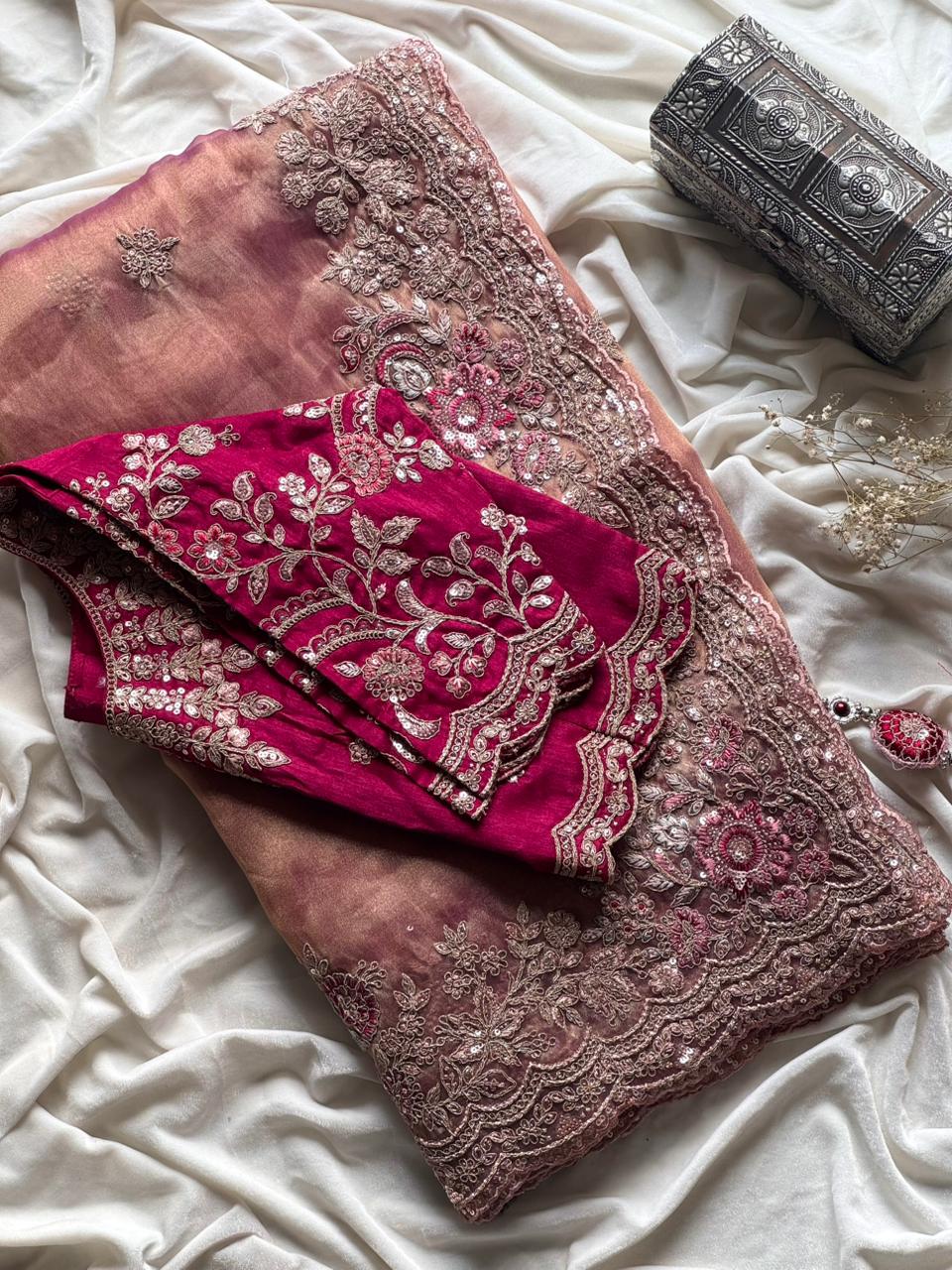 Blush pink sareee