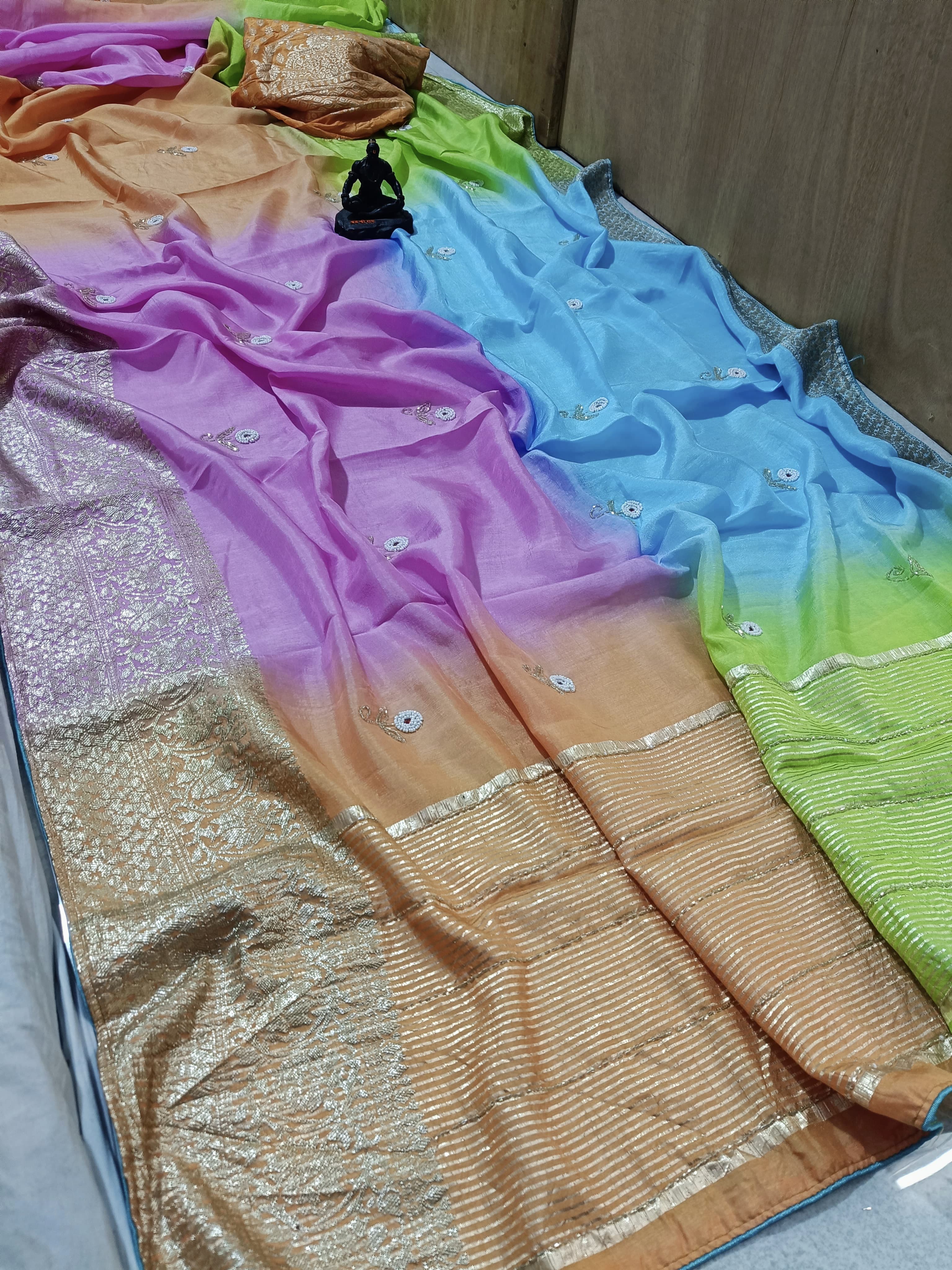 Russian chitpallu jari border sarees