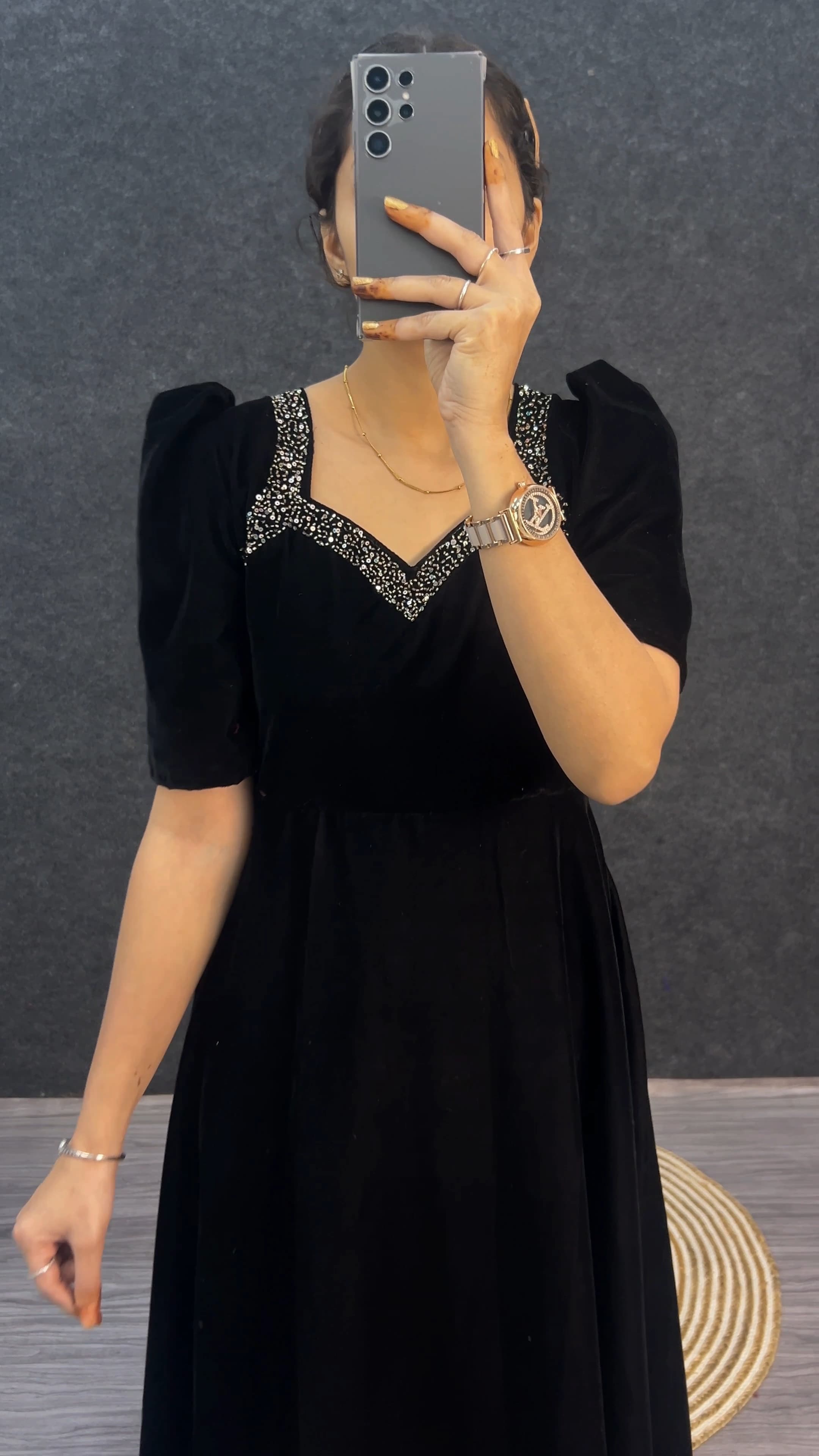 Velvet Designer Hand work Gown