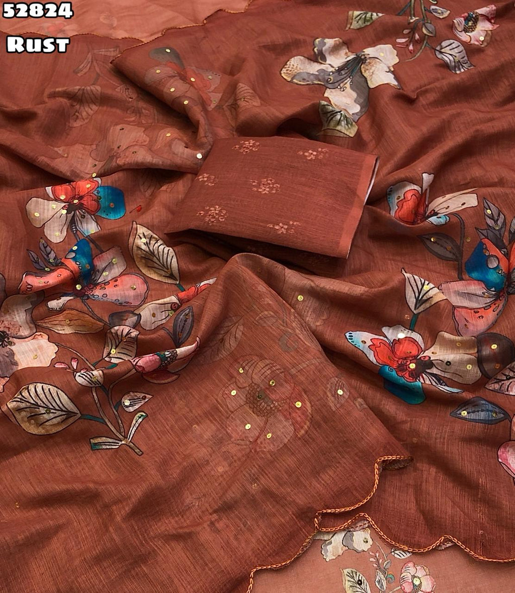Floral digital print saree