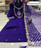 WORK KURTI PANT WITH HEAVY LEHRIYA PARTY WEAR DUPPATA SET