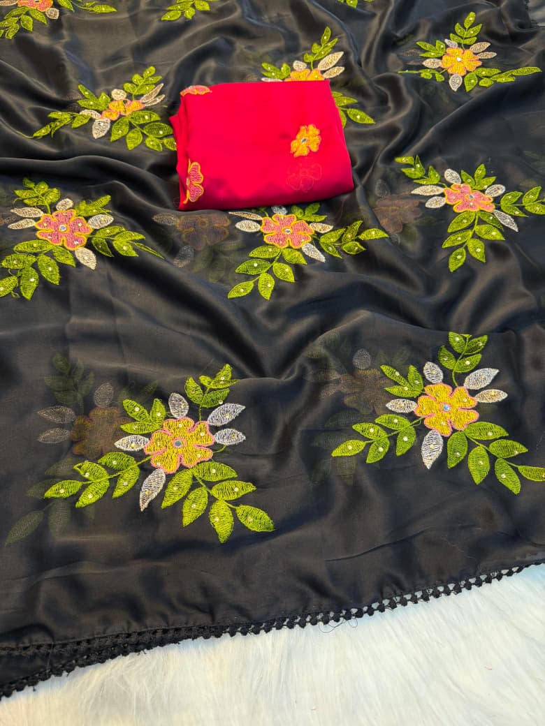 Soft silk with embroider work saree