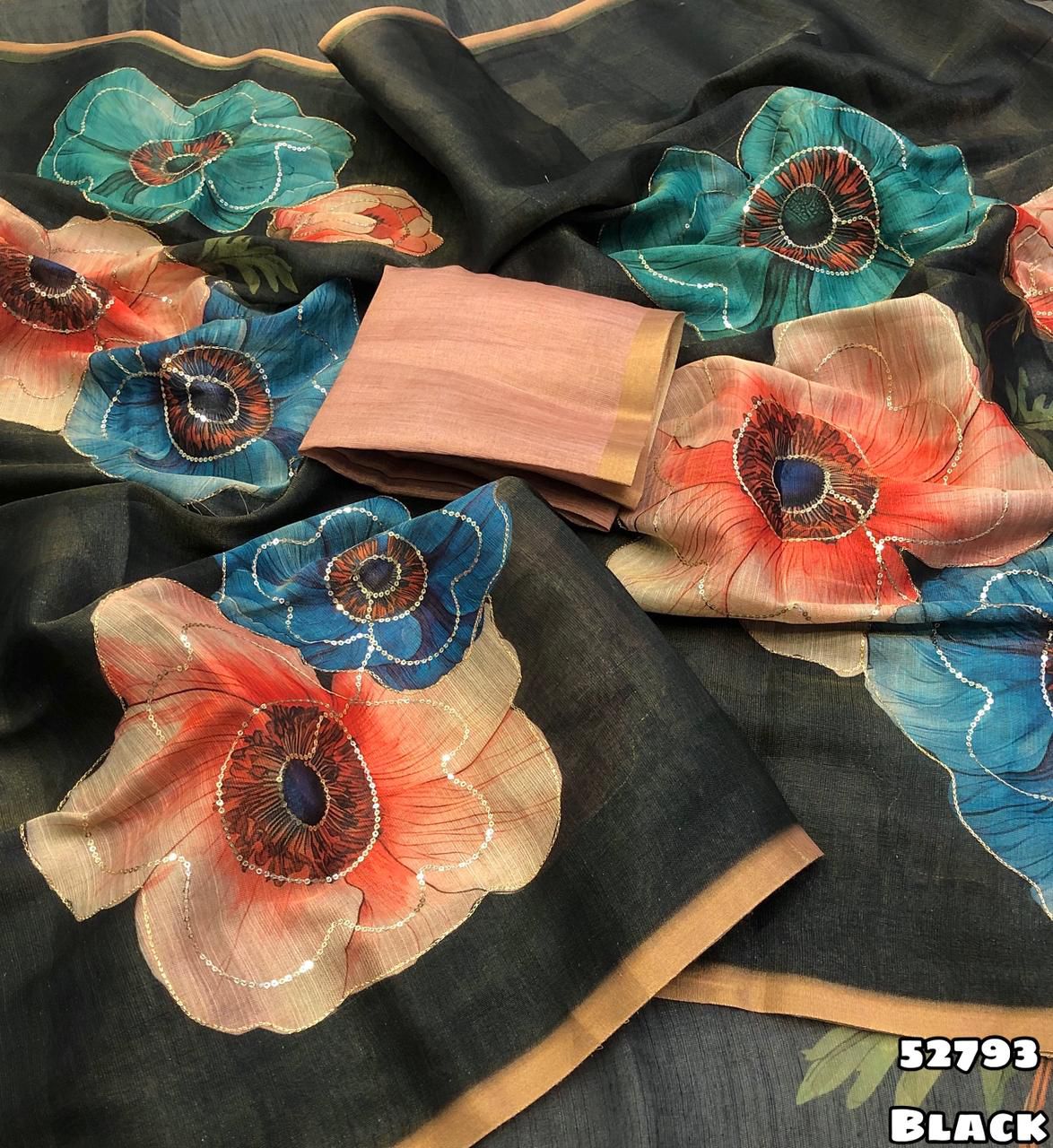 Erode tissue silk floral digital print saree