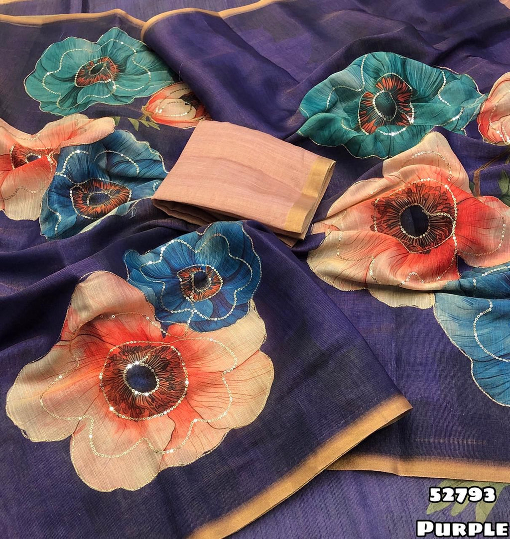 Erode tissue silk floral digital print saree