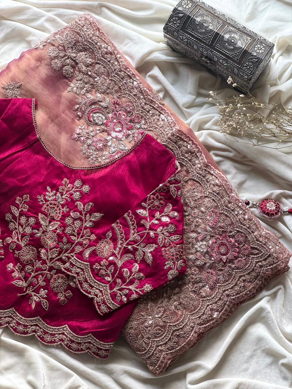 Blush pink sareee