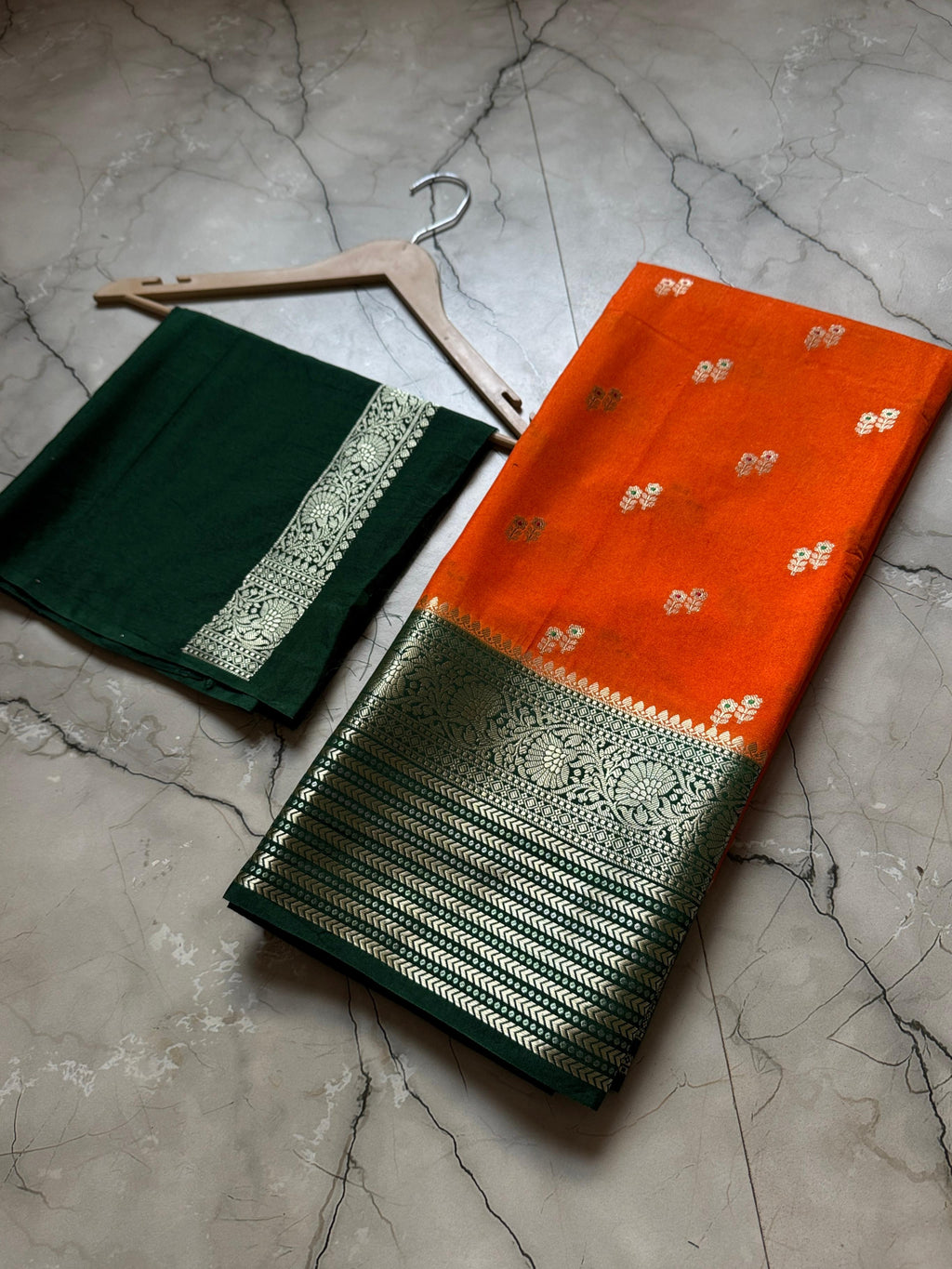 Row mango silk saree