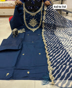 WORK KURTI PANT WITH HEAVY LEHRIYA PARTY WEAR DUPPATA SET