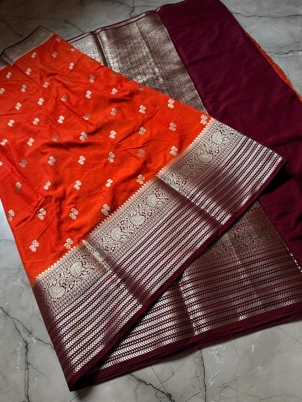 Row mango silk saree