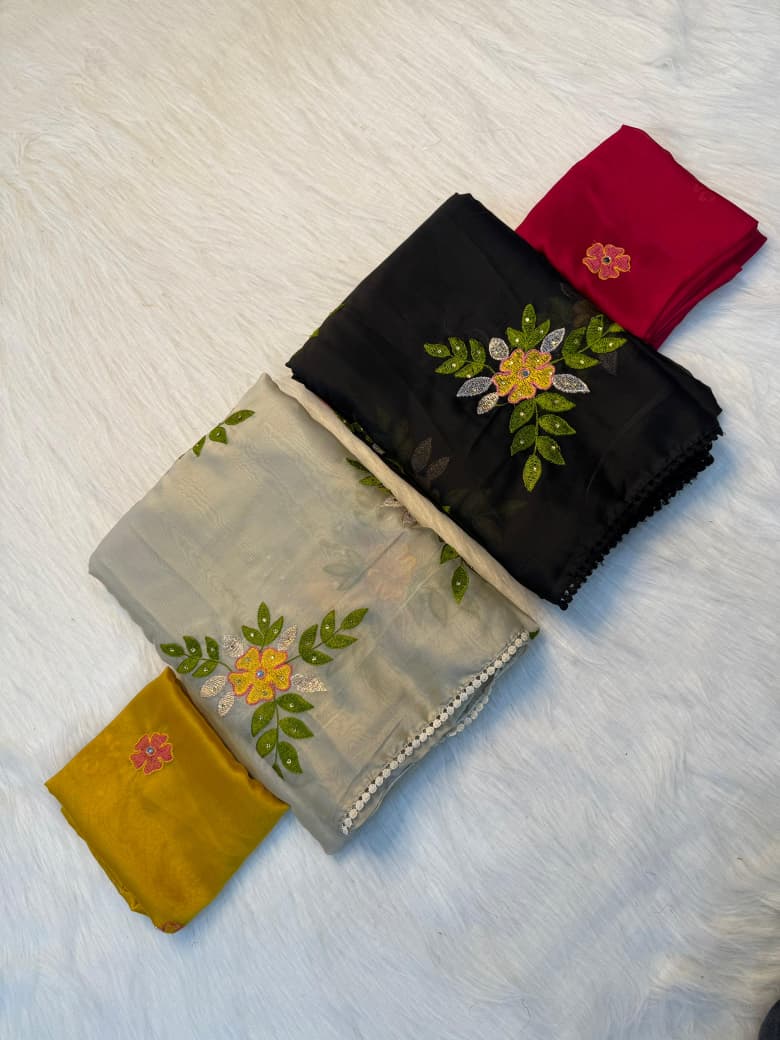 Soft silk with embroider work saree