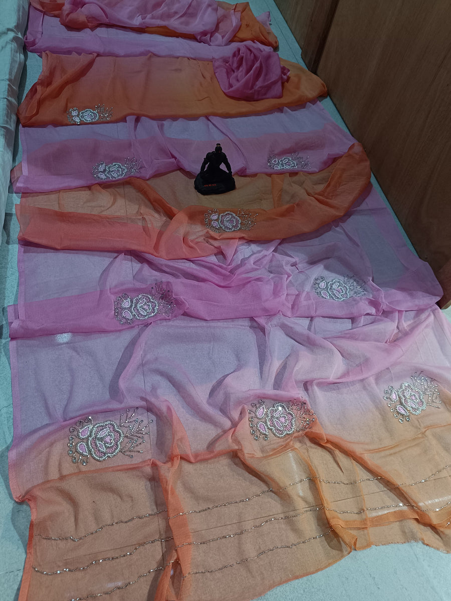 Half pure work saree