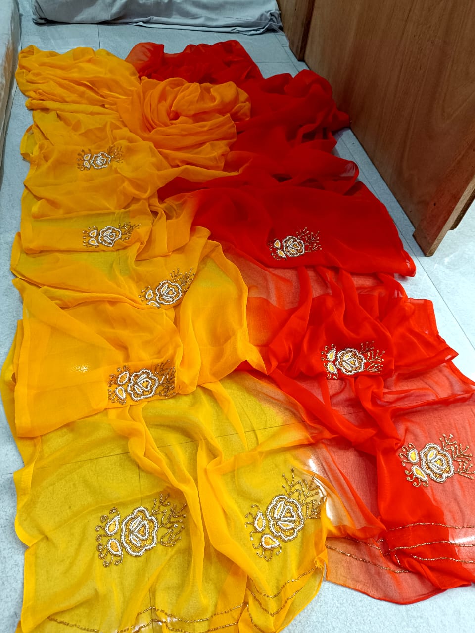 Half pure work saree