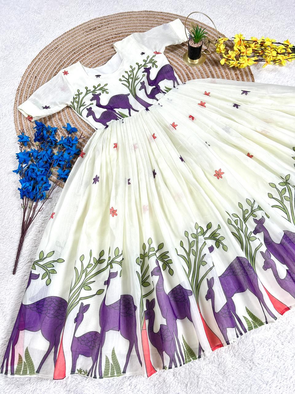 Chanderi Floral Midi Gown