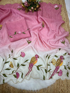 New Perrot brush printed gold crush peding  saree with beautiful hand
😊😊