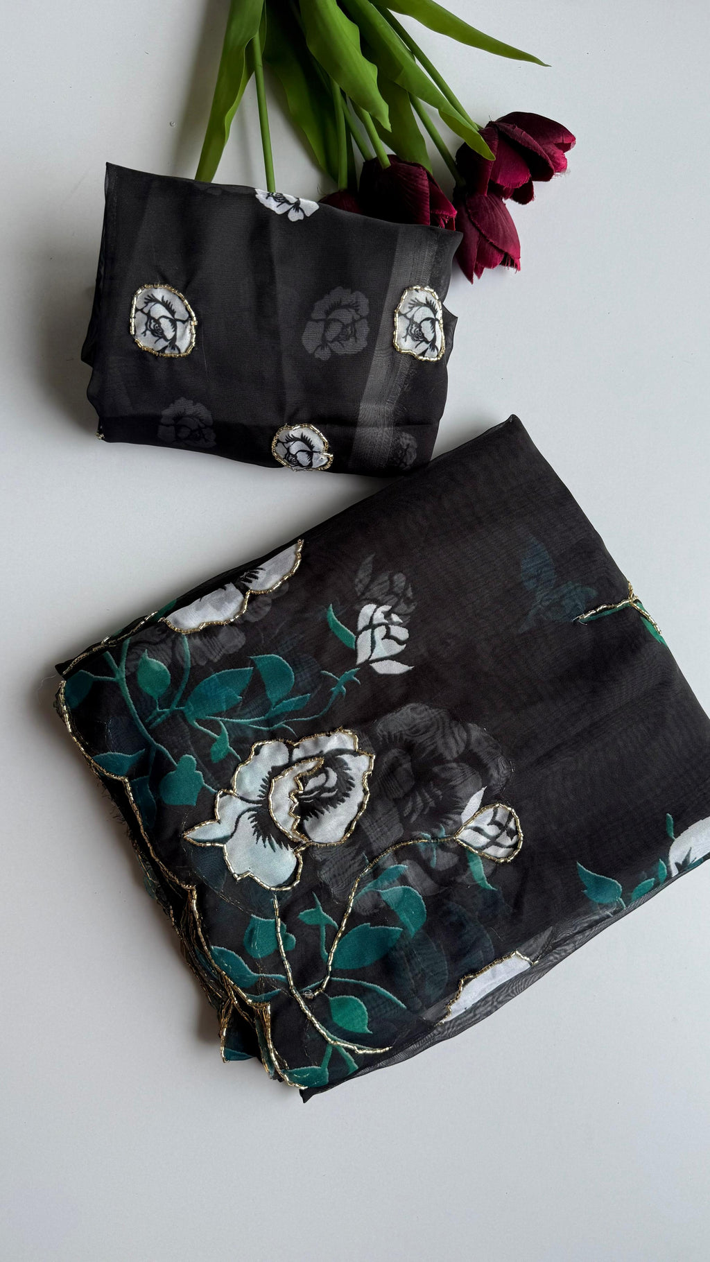 Tabby saree with complete hand work