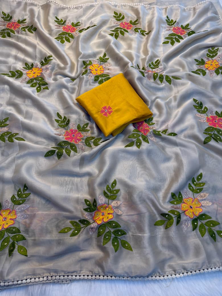 Soft silk with embroider work saree