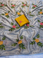 Soft silk with embroider work saree