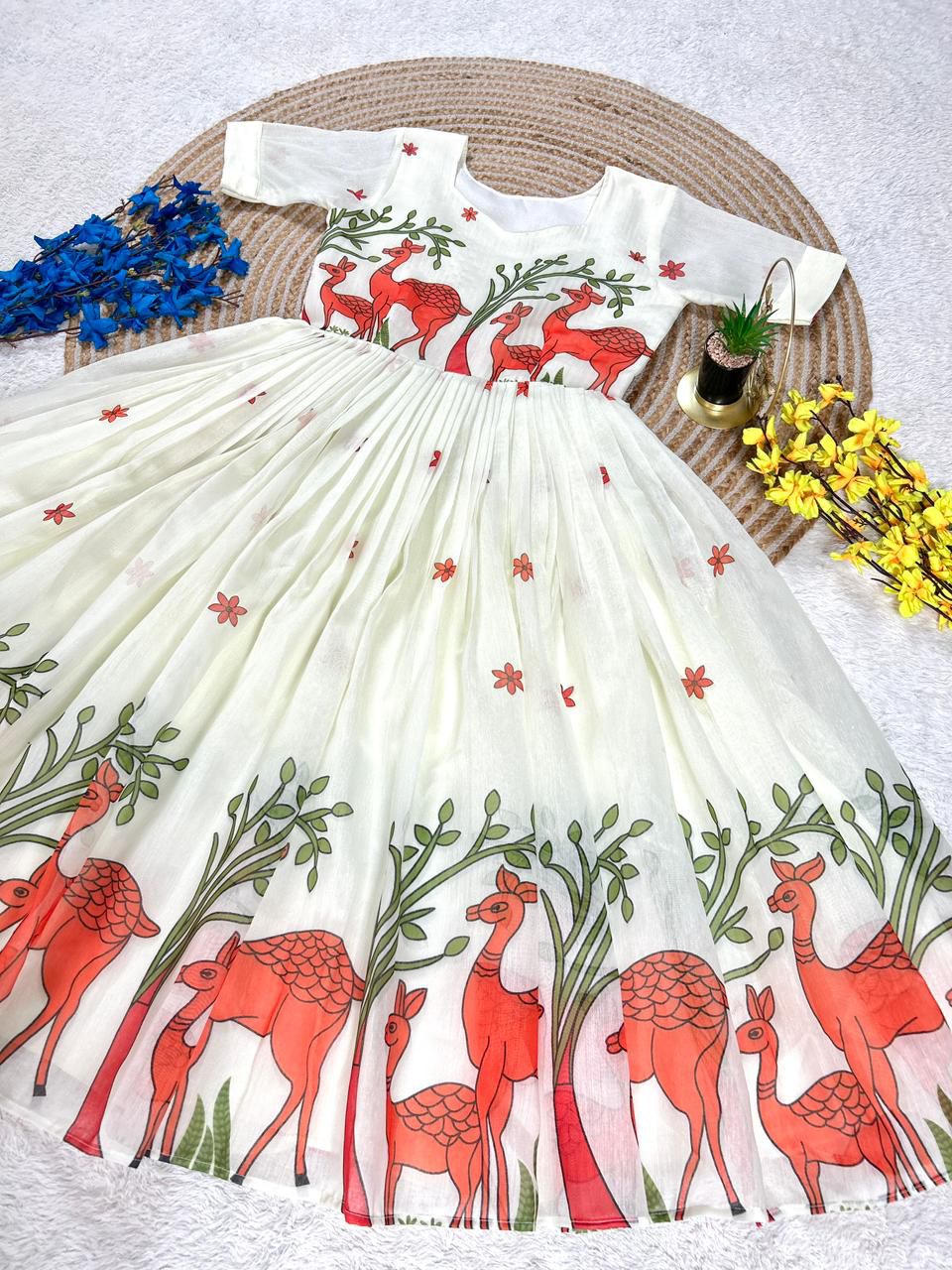Chanderi Floral Midi Gown