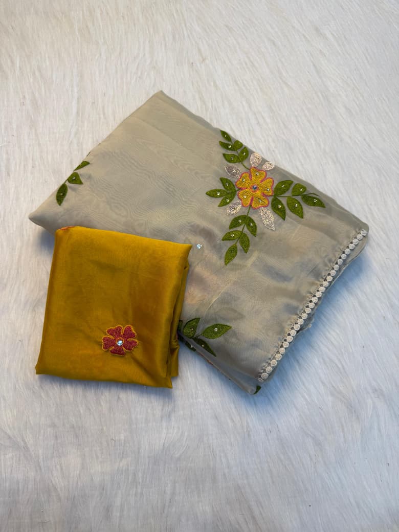 Soft silk with embroider work saree