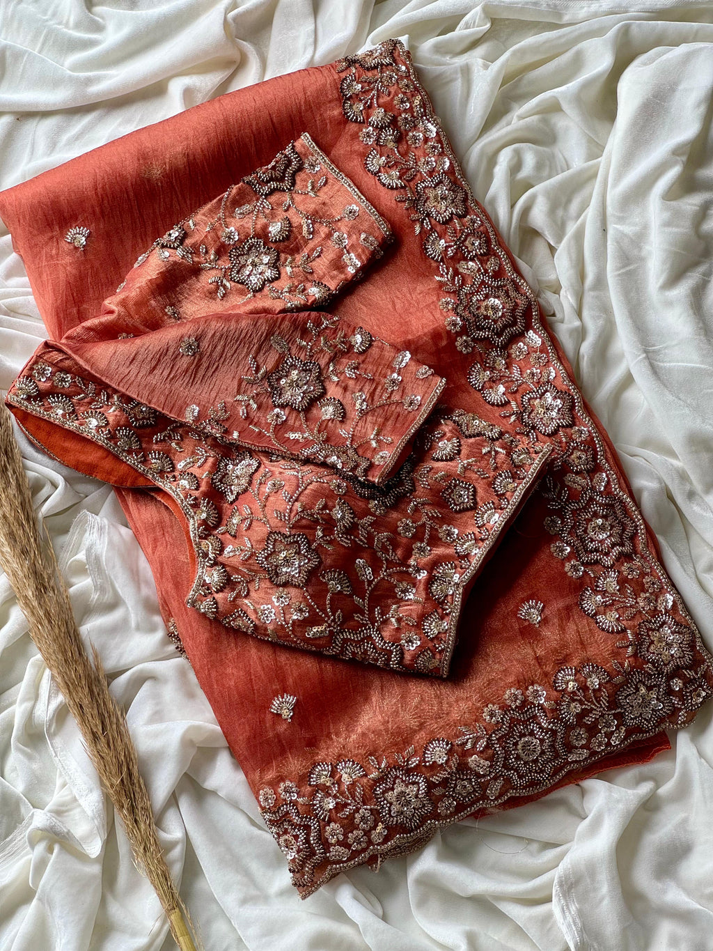 Rutic Orange saree