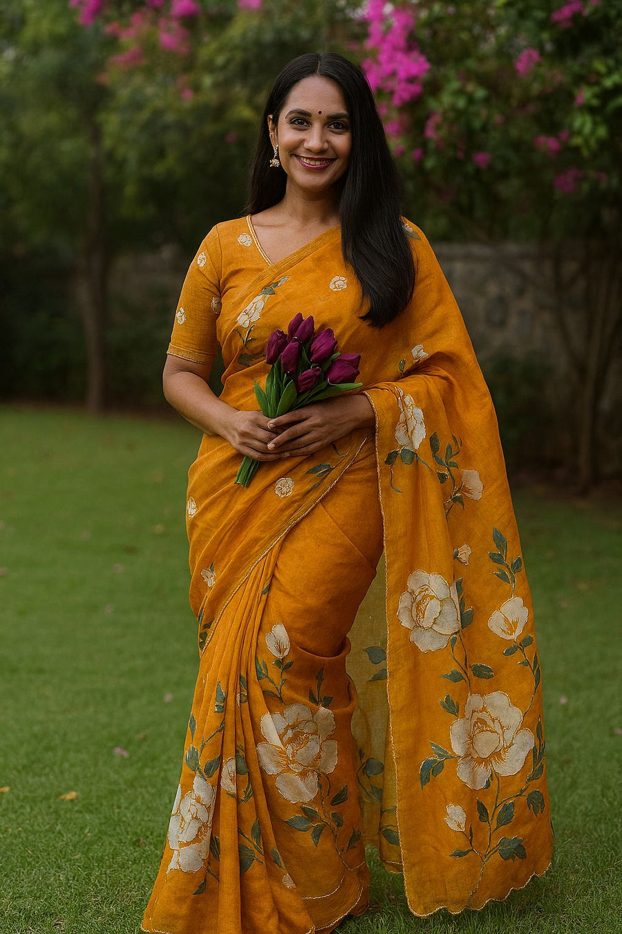 Tabby saree with complete hand work