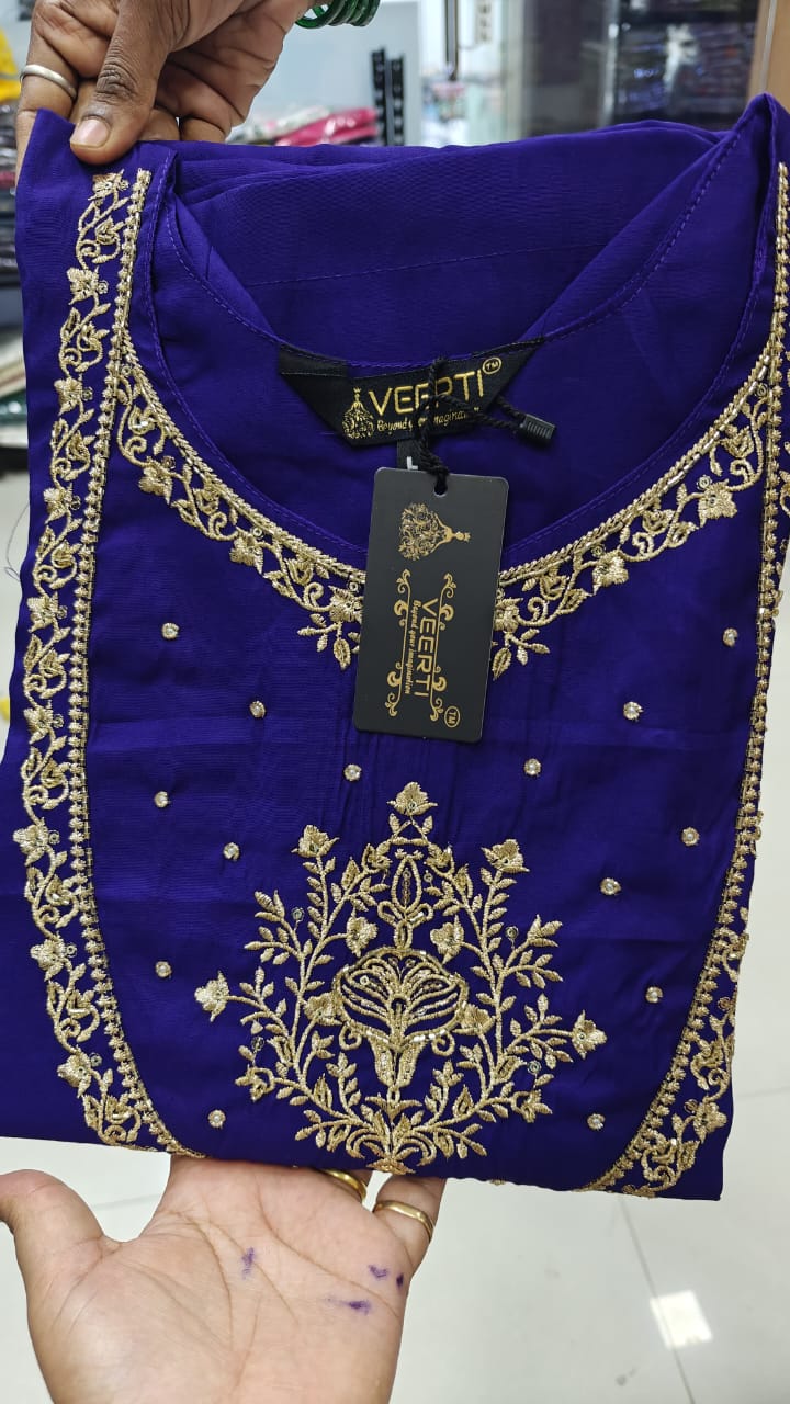 WORK KURTI PANT WITH HEAVY LEHRIYA PARTY WEAR DUPPATA SET